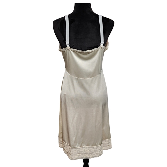 VINTAGE Satin Slip Dress Womens Small Cream Lace Coquette - Picture 6 of 11
